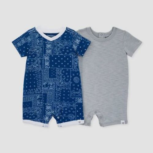 Burt's Bees Baby® Baby Boys' 2pk Bandana Romper Set - Blue 12m