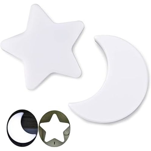 DASITON Stars Moon Night Light Plug Into Wall,Auto Dusk to Dawn Smart Sensor Night Light,Suitable for Living Room,Bedroom,Bathroom,Toilet,Stairs,Kitchen,Hallway,Dormitory,Kids,Adults(2Pcs)