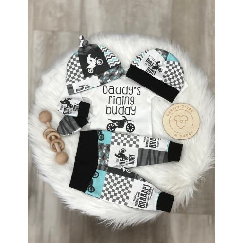 Motocross Baby Boy Take Home Outfit, Daddy's Mommy's Brother's Riding Buddy Baby Boy, Baby Shower Gift, Dirt Bike Baby Outfit