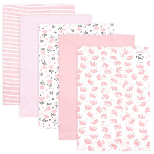 Bublo Baby Burp Cloths Set for Boys and Girls - 5 Pack Large 100% Cotton - Extra Absorbent Spit Cloths Multipack
