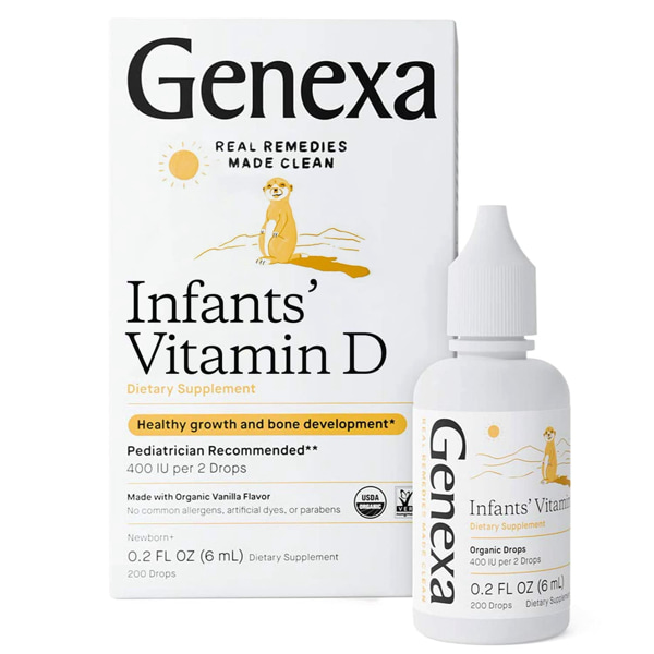 Genexa Infants’ Vitamin D Drops - 90 Servings - Promotes Healthy Growth - Certified Vegan, Organic, Gluten Free & Non-GMO, 0.2 Fl Oz (Pack of 1)