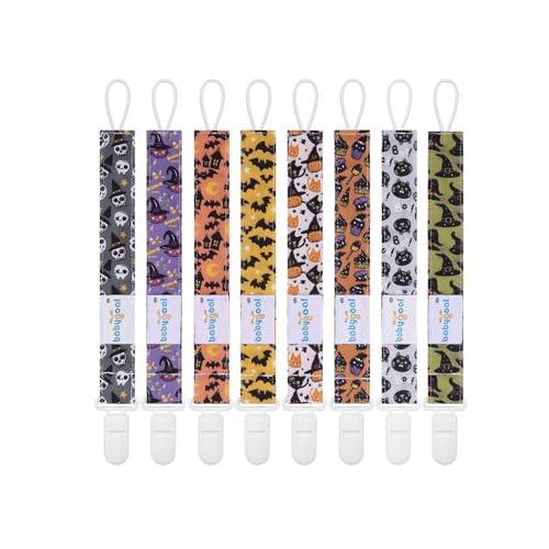 Babygoal Halloween Pacifier Clips 8 Pack, Pacifier Holder Clips for Baby Boys and Girls Fits for Most Pacifier, Binkie Styles & Baby Teethers & Toys and Gift 8PS32-B