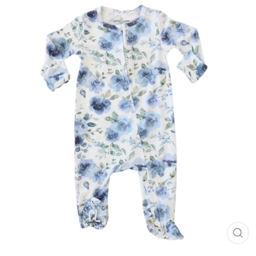 Bailey's Blue Floral Zipper Footie