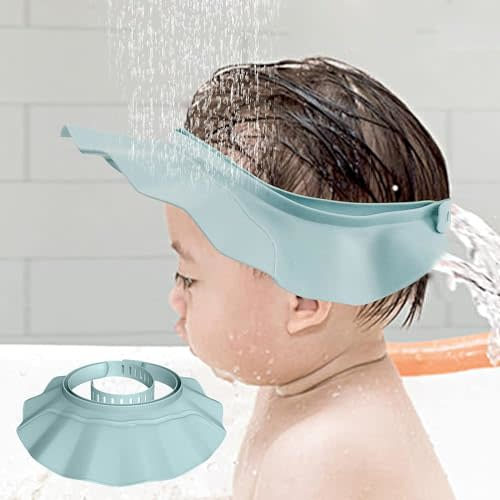 Baby Shower Cap Hat Safe Shampoo Shower Bathing Protection Soft Adjustable Bath Head Cap Visor for Washing Hair Head Eye Ear Shampoo Caps for Toddler,Baby, Kids,Children,Baby Bath Fun (Light Blue)
