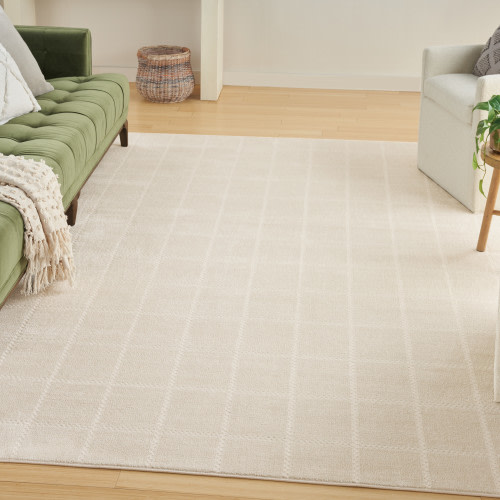 Nourison Serenity Home Geometric Ivory Cream 5'3" x 7'3" Area Rug (5x7)