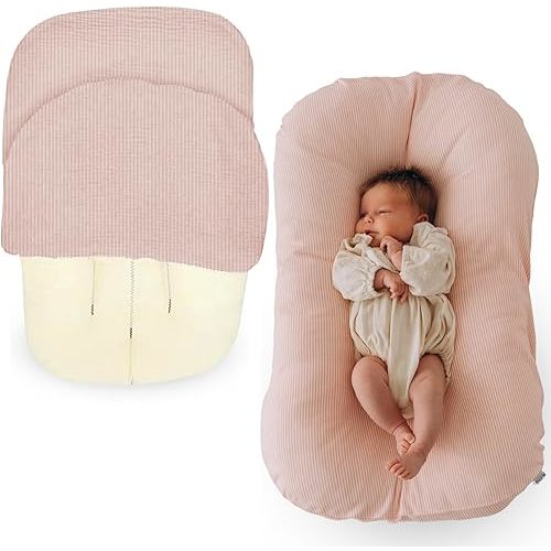 Max&So Baby Lounger Cover Compatible with Snuggle Me – 100% Cotton Slipcover – Soft, Breathable & Skin-Friendly – Newborn Lounger Cover, Pink – Cover Only
