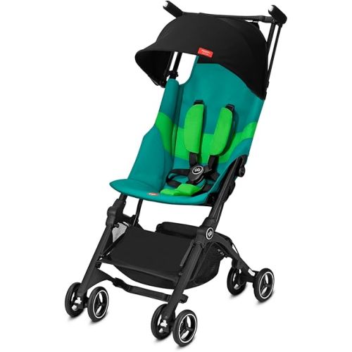 gb Pockit+ All-Terrain, Ultra Compact Lightweight Travel Stroller with Canopy and Reclining Seat, Laguna Blue