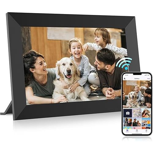 MaxAngel Digital Picture Frame 32GB Storage 10.1 Inch WiFi Electronic Photo Frame SD Card Slot IPS Touch Screen HD Display Auto-Rotate Slideshow Share Videos Photos Send Wishes via Uhale Remotely
