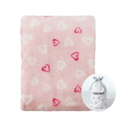CREVENT 30''X40'' Cozy Plush Fleece Baby Blanket for Girl, Infant, Toddler, Crib - Pink Heart