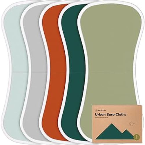 Organic Burp Cloths Baby Boy & Girl - 5-Pack Super Absorbent Cotton Burping Cloths for Babies, Soft & Plush Newborn Spit Up Rags, Infant Towels for Milk Spit Up, Unisex, Large 21" x 10" (Hunter)