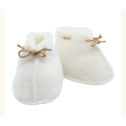 Merino Wool Baby Booties - Natural White