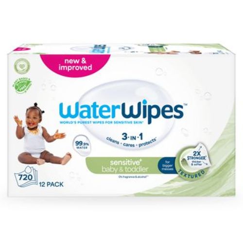 WaterWipes Sensitive+ Baby & Toddler Wipes, 3-In-1 Cleans, Cares, Protects, 99.9% Water, Unscented & Hypoallergenic - 720ct