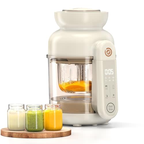 Auto Baby Food Maker, Glass Baby Food Mill, Baby Blender & Steamer and Puree Maker with Auto Cooking, Easy Cleaning, Touch Screen, Dishwasher Safe(12oz)