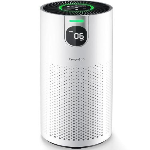 Air Purifiers for Home Large Room Covers up to 1800Ft², VisionAir 20dB Sleep Mode for Bedroom, with Real-Time AQI & PM2.5 Display, 360°Intake&Outlet Air Cleaner Pet-Friendly HEPA, HAP606, White