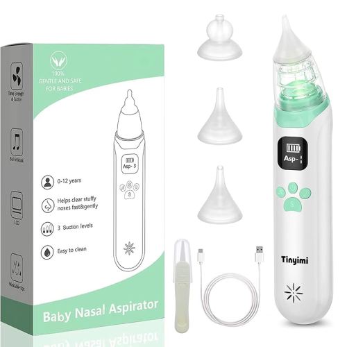 Tinyimi Large Flow Electric Nasal Aspirator, Newest Nose Sucker for Baby, Booger Sucker, Nose Cleaner for Toddlers with 3 Silicone Tips, 3 Suction Levels, Music & Light Soothing Function (KA1001)