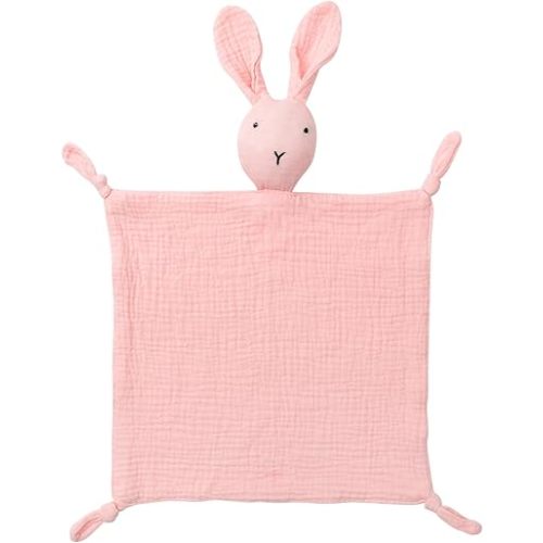 Premium Soft Muslin Cotton Bunny Loveys Soft & Breathable Newborn Security Blanket, Perfect for Baby Boy Girl, Gender Neutral. Fabric for Comfortable Sleep & Play, Ideal for Newborns, Toddlers