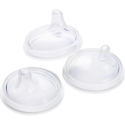 Boon Nursh Silicone Sippy Cup Lid - Convertible Transitional Sippy Spouts for Nursh Baby Bottles - Sippy Cup Lids for Babies - Baby Feeding Supplies - Ages 6 Months and Up - 3 Count