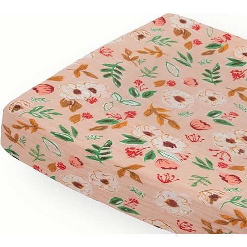 Little Unicorn Changing Pad Cover | 100% Cotton Muslin | Super Soft | Baby Diaper Changing | Machine Washable | 16” x 32” (Vintage Floral)