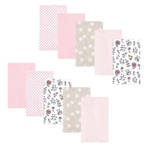 Luvable Friends Hudson Baby Flannel Burp Cloths 10pk, Pink Dandelion