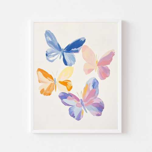 Pastel Butterfly Print: Colorful Insect Watercolor Art (Digital Download)