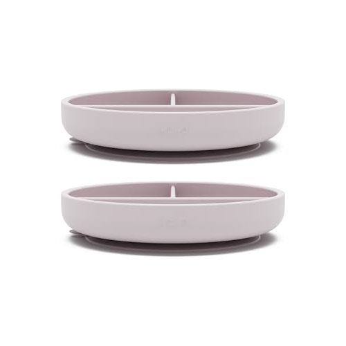 Lalo Suction Plates - 2 Pack, 100% Silicone Non-Toxic BPA-Free Baby Plates with Suction Base To Prevent Accidental Tip-Overs - Suction Plates for Toddlers With Three Divided Sections - Lavender
