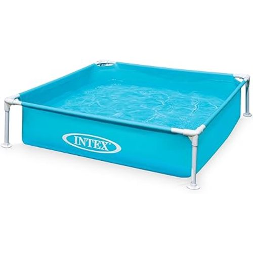 Intex 4 Foot x 12 Inch Miniature Durable Vinyl Outdoor Above Ground Frame Kiddie Swimming and Teaching Baby Pool for Ages 3 and Up, Blue