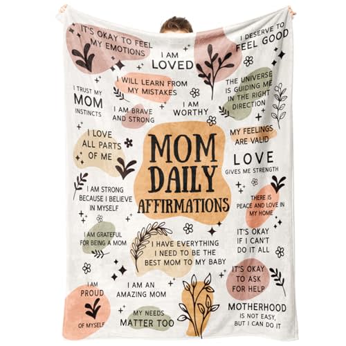BaubleDazz New Mom Gifts for Women - New Mom Blanket - Gifts for New Mom with Mom Daily Affirmations Messages, New Mom Care Package After Baby, Gifts for Mom, Girl Mom, Boy Mom(50"x60")