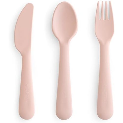 mushie Dinnerware Cutlery Set of 3 For Kids | Made in Denmark (Blush)