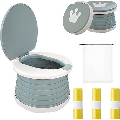 Travel Potty for Toddler, Portable and Foldable Toilet, Apply to Seat Emergency Toilet for Car, Camping, Outdoor, Indoor (grey, small)