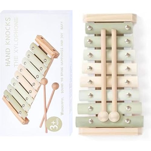 Ehome Xylophone, Musical Instruments Set Neutral Colors Wooden Montessori Toys Percussion Music Modern Boho Xylophone Birthday Gifts for 1 2 3 Year Old Kids Baby Toddlers Boys Girls