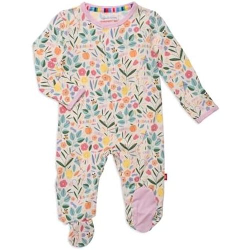 Magnetic Me Footie Pajamas - 100% Organic Cotton Baby Pajamas - Quick Magnetic Fastener Sleeper for Baby Boy and Girl