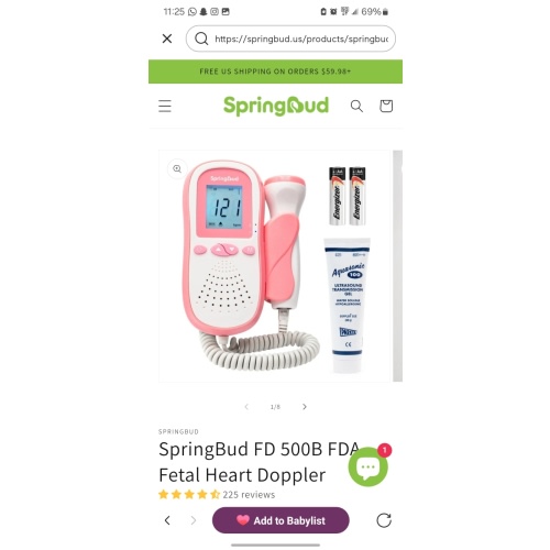 FDA Approved, 1-2 Days Delivery, SpringBud FD-500B Fetal Heart Doppler