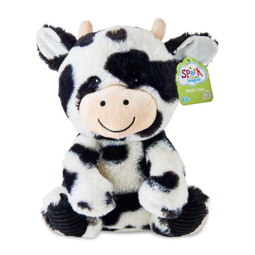 Spark Create Imagine Cow Plush Toy Black and White, 10inch