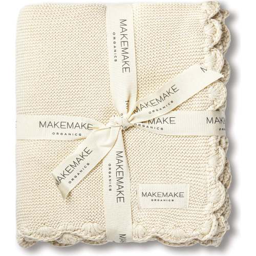 Organic Cotton Scalloped Baby Blanket, Vanilla - Makemake Organics Blankets & Quilts | Maisonette