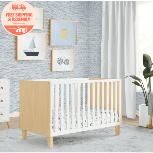 Delta Children Sonny 4-in-1 Convertible Baby Crib, Natural/Bianca White