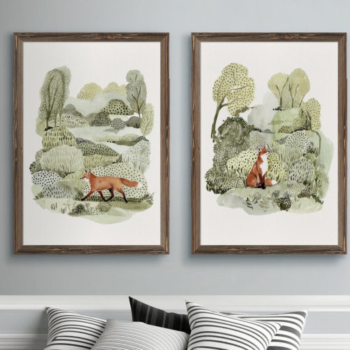 Three Posts™ Baby & Kids Fox Glen I - 2 Piece Framed Painting Print Set & Reviews | Wayfair