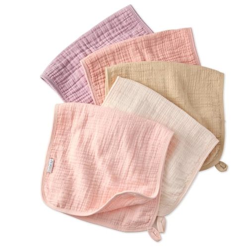 Riley - Crinkle Burp Cloths, 5 Pack Muslin Burpcloths for Newborn Girls, Boys, Unisex, Frost, One Size