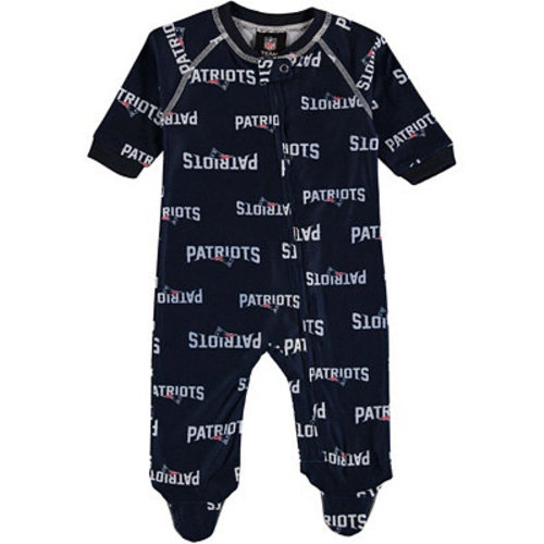 Infant Boys and Girls Navy Blue New England Patriots Full Zip Raglan Coverall