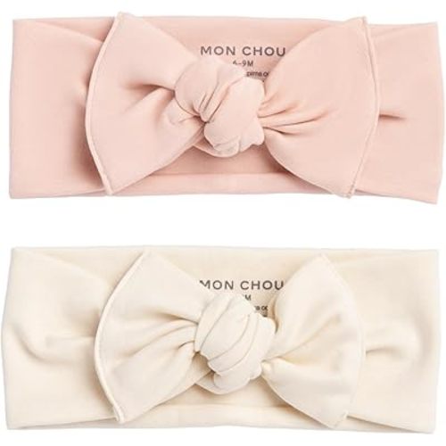 Baby Bow for Girls,100% Organic Pima Cotton Jersey Headband, Hair Accessory for Newborn Infant Toddler Kid, Adjustable Super-Soft Head Wrap-Sizes 6-9 Months