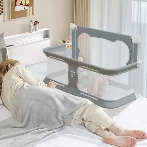 3 in 1 Baby Bassinet Bedside Sleeper Portable Crib, Co-Sleeping Baby Bed, Playpen, Suitable for Twin, Full, King & Queen Size Bed (33.5 Inch)