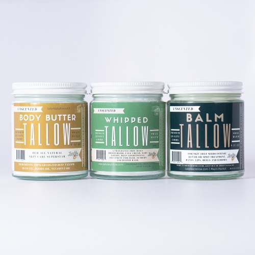 Tallow Skincare Trio - 9oz - Butter, Balm & Whipped – Lady May Tallow