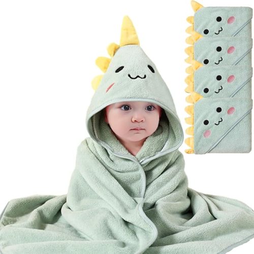 Hooded Baby Towels, 4 Packs Premium Soft Baby Bath Towels with Hood for Babies, Toddler, Infant - Ultra Absorbent, Baby Stuff Shower as Best Gifts for Boys and Girls (4Pack)