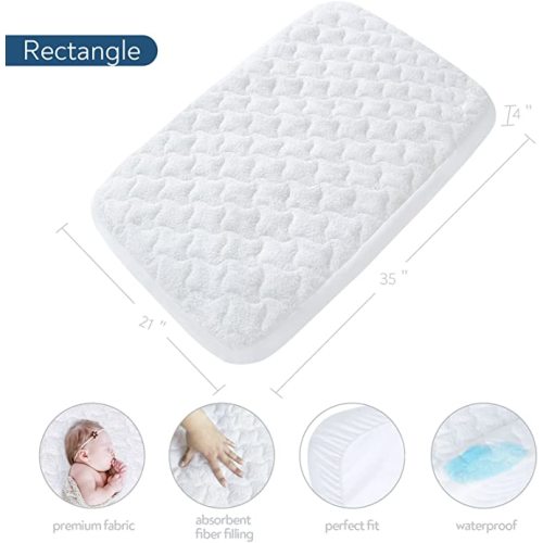 Bassinet Mattress Pad Cover 20" x 28"-Fit for Graco Travel Lite Crib/Sense2Snooze, Guava Lotus, Maxi-COSI Swift Lightweight Bassinet, Waterproof Quilted Bassinet Mattress Protector - 20"×28“