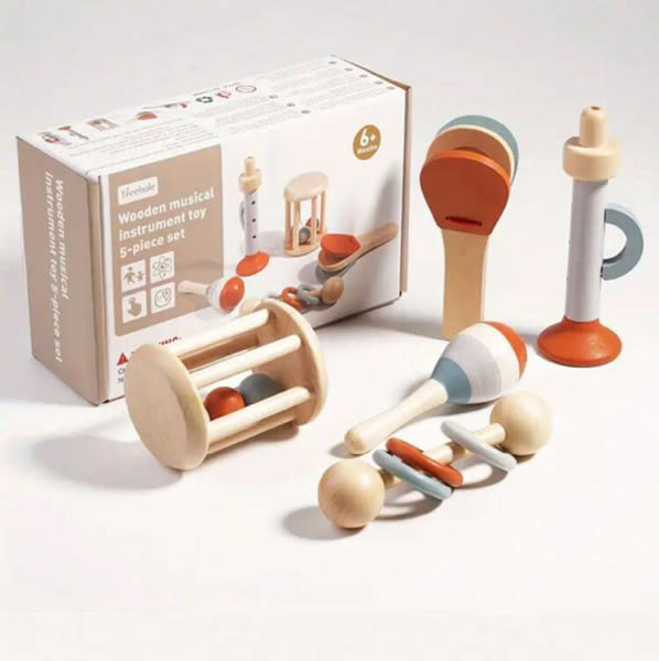 5pcs/Set Early Learning Wooden Music Instrument Toys Kit