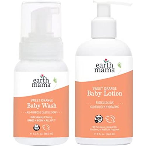 Earth Mama Bathtime Bundle | Sweet Orange Castile Baby Wash & Moisturizing Calendula Lotion