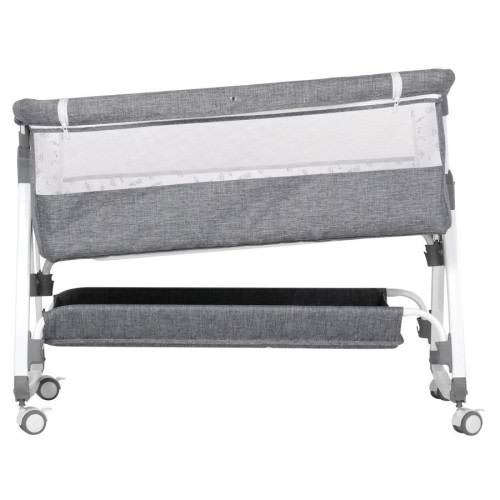 Advwin 3 in 1 Baby Bassinets 6 Height Adjustable Bedside Crib with Mattress Storage Basket Lockable Wheels Grey