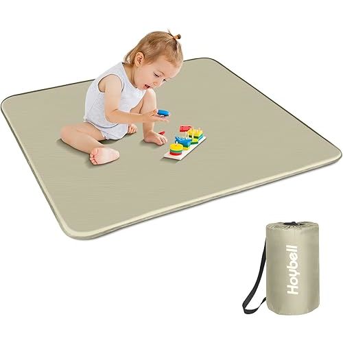 Baby Play Mat, 43x43 Inch Thicken Portable Self-Inflating Playmat for Kids Teepee Tent, Cushion Baby Mat for Floor, Tummy Time Mat with Travel Bag