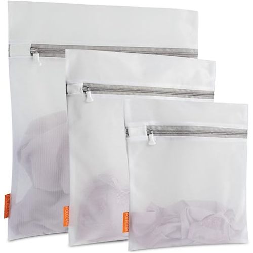 Soft Fine Mesh Laundry Bags with Sturdy Zipper for Delicates - 3 Pack Durable Laundry Room Essentials for College, Dorm, Travel- 1 Large, 1 Medium, 1 Small