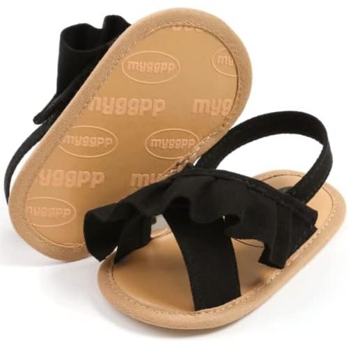 CoKate Baby Girls Sandals Ruffle Bowknot Premium Soft Sole Anti-Slip Open Toe Breathable Summer Outdoor First Walker Shoes Baby Sandals 0-3 months girls