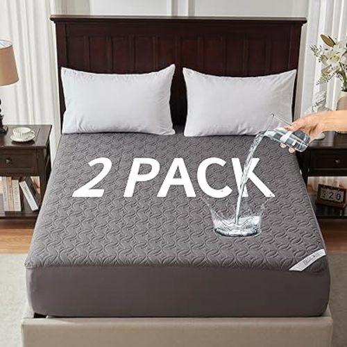 BEDLORE 2 Pack Waterproof Mattress Protector, Full Size Mattress Pad with Deep Pocket 6"-15" Depth, Soft Breathable Bed Mattress Cover for Bedroom, College Dorm (Gray)